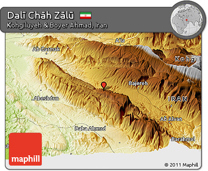 Physical Panoramic Map of Dalī Chāh Zālū