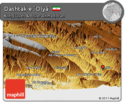 Physical Panoramic Map of Dashtak-e `Olyā