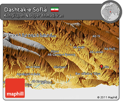 Physical Panoramic Map of Dashtak-e Soflá