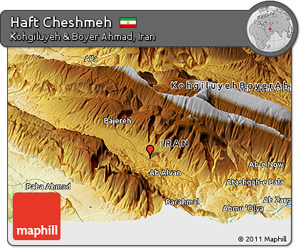 Physical Panoramic Map of Haft Cheshmeh