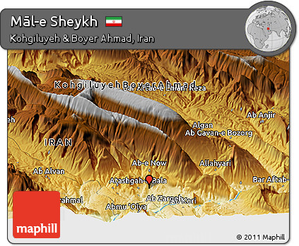 Physical Panoramic Map of Māl-e Sheykh