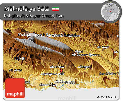 Physical Panoramic Map of Mālmūlā-ye Bālā