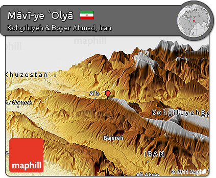 Physical Panoramic Map of Māvī-ye `Olyā