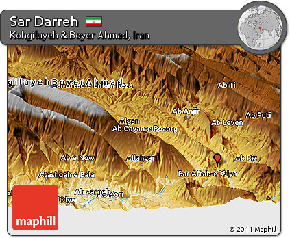Physical Panoramic Map of Sar Darreh