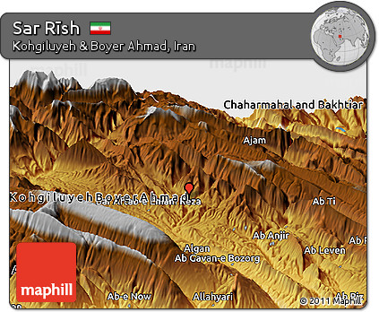 Physical Panoramic Map of Sar Rīsh