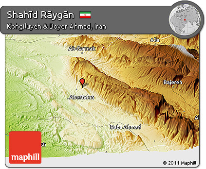 Physical Panoramic Map of Shahīd Rāygān