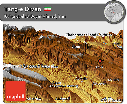 Physical Panoramic Map of Tang-e Dīvān