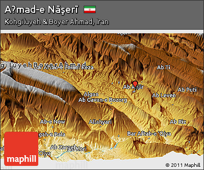 Physical Panoramic Map of Aḩmad-e Nāşerī