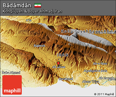 Physical Panoramic Map of Bādāmdān