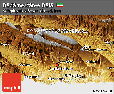 Physical Panoramic Map of Bādāmestān-e Bālā