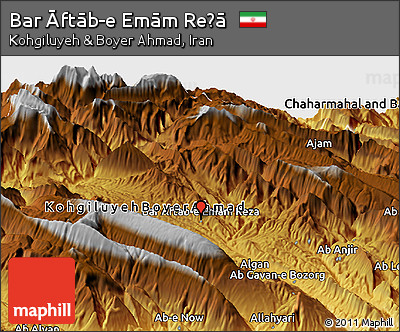 Physical Panoramic Map of Bar Āftāb-e Emām Reẕā