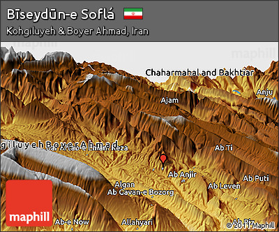 Physical Panoramic Map of Bīseydūn-e Soflá