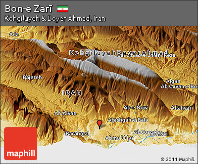 Physical Panoramic Map of Bon-e Zarī
