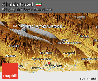 Physical Panoramic Map of Chahār Gowd