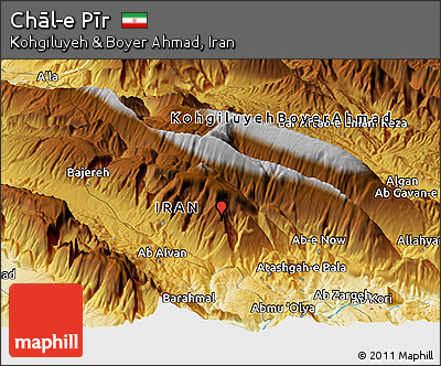 Physical Panoramic Map of Chāl-e Pīr