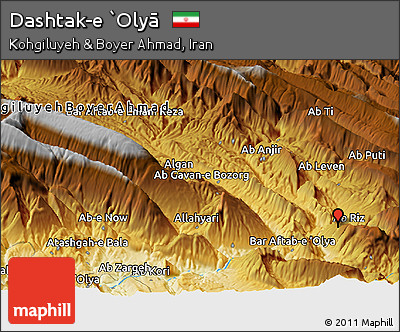 Physical Panoramic Map of Dashtak-e `Olyā