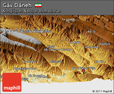 Physical Panoramic Map of Gāv Dāneh