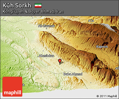 Physical Panoramic Map of Kūh Sorkh