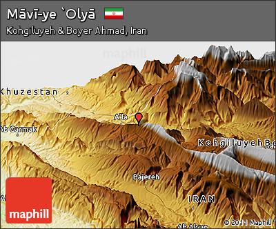 Physical Panoramic Map of Māvī-ye `Olyā