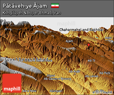 Physical Panoramic Map of Pātāveh-ye Ājam