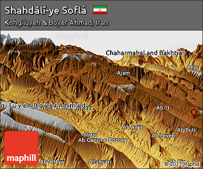 Physical Panoramic Map of Shahdālī-ye Soflá