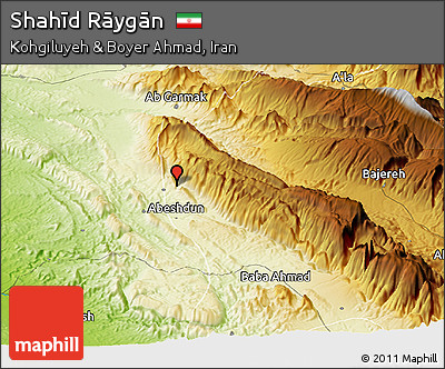 Physical Panoramic Map of Shahīd Rāygān