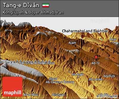 Physical Panoramic Map of Tang-e Dīvān