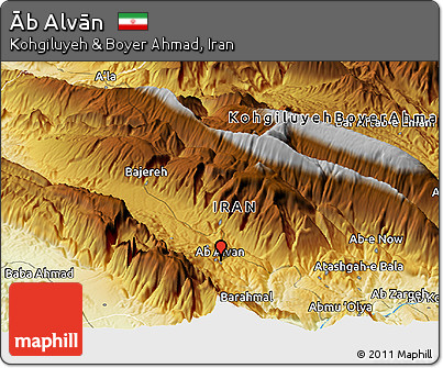 Physical Panoramic Map of Āb Alvān