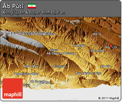 Physical Panoramic Map of Āb Pūtī