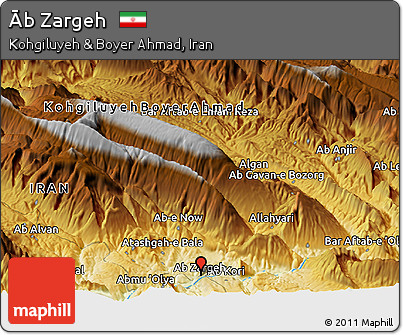 Physical Panoramic Map of Āb Zargeh