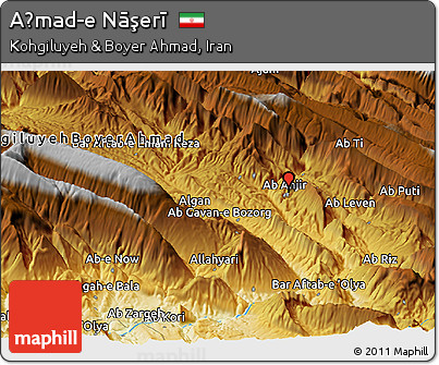 Physical Panoramic Map of Aḩmad-e Nāşerī