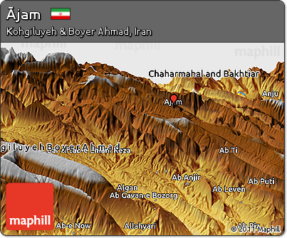 Physical Panoramic Map of Ājam