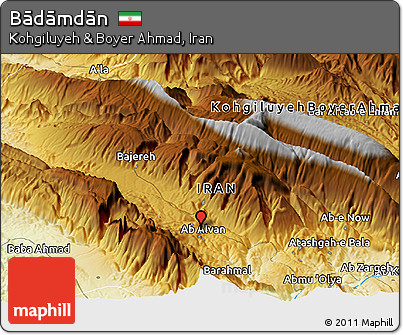 Physical Panoramic Map of Bādāmdān