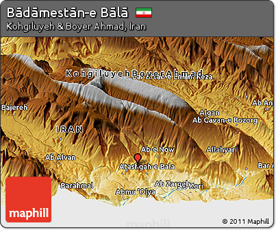 Physical Panoramic Map of Bādāmestān-e Bālā