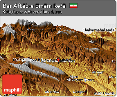 Physical Panoramic Map of Bar Āftāb-e Emām Reẕā