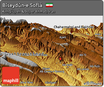 Physical Panoramic Map of Bīseydūn-e Soflá