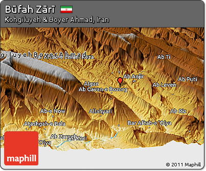 Physical Panoramic Map of Būfah Zārī
