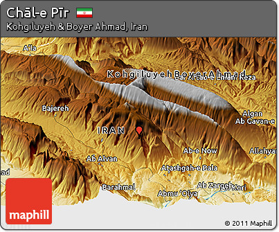Physical Panoramic Map of Chāl-e Pīr