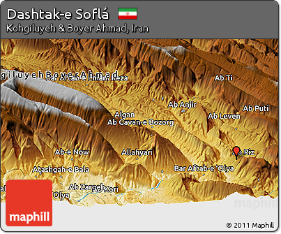 Physical Panoramic Map of Dashtak-e Soflá