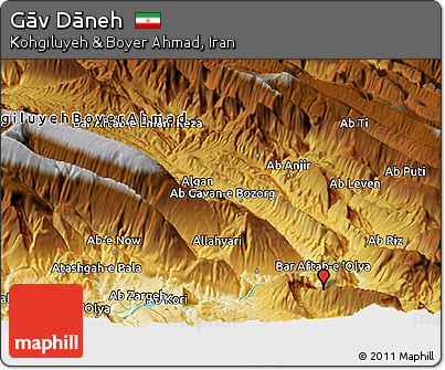 Physical Panoramic Map of Gāv Dāneh