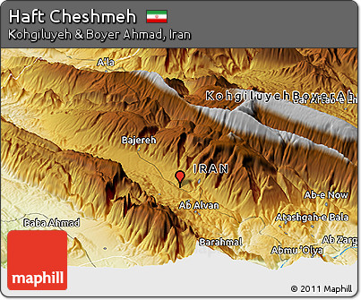 Physical Panoramic Map of Haft Cheshmeh