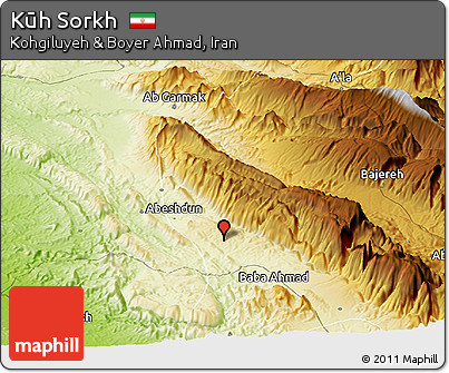 Physical Panoramic Map of Kūh Sorkh
