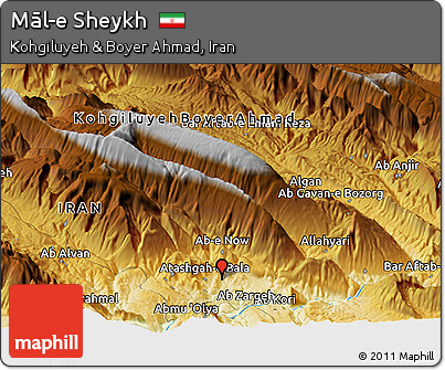 Physical Panoramic Map of Māl-e Sheykh