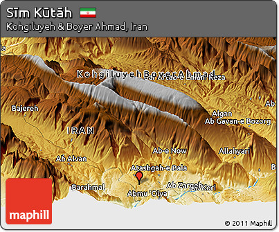 Physical Panoramic Map of Sīm Kūtāh
