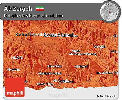 Political Panoramic Map of Āb Zargeh