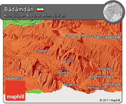 Political Panoramic Map of Bādāmdān