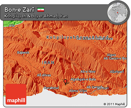 Political Panoramic Map of Bon-e Zarī