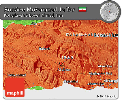 Political Panoramic Map of Bonār-e Moḩammad Ja`far