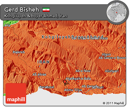 Political Panoramic Map of Gerd Bīsheh