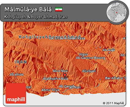 Political Panoramic Map of Mālmūlā-ye Bālā
